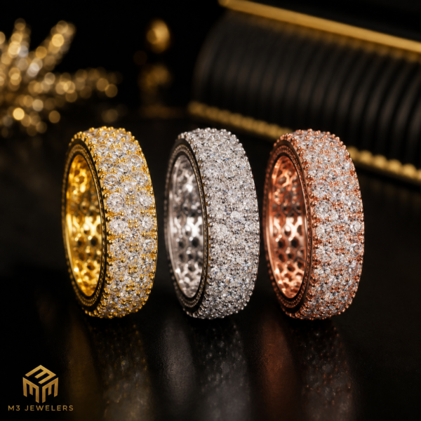 Iced Out VVS Moissanite Eternity Band Ring 925 Silver | M3 Jewelers