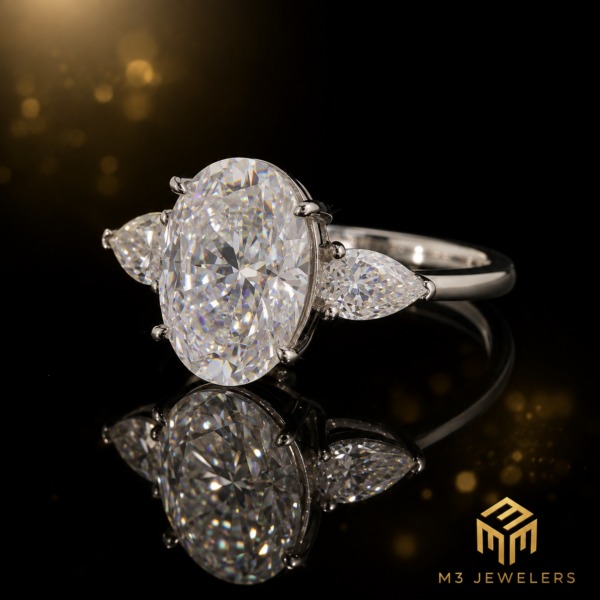 6ct Oval Cut D VVS Moissanite Engagement Ring 925 Silver | M3 Jewelers