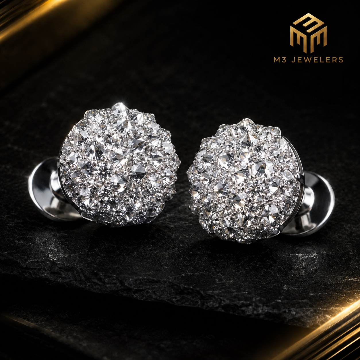 Mosaic Inverted VVS Moissanite Stud Earrings 925 Silver | M3 Jewelers