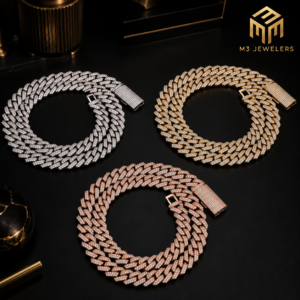 12mm Iced Out VVS Moissanite Cuban Link Chain in 925 Sterling Silver