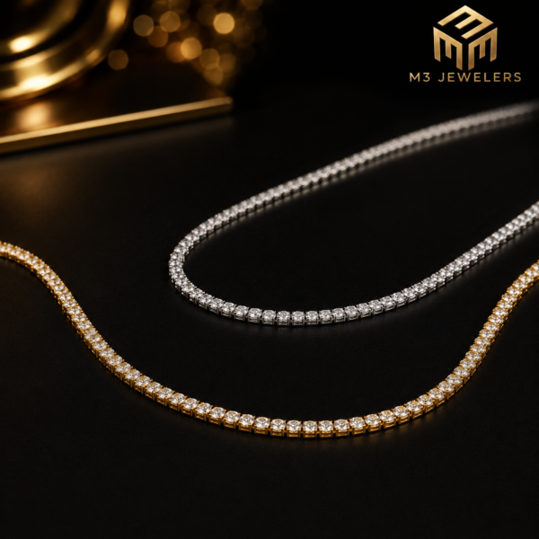 Classic VVS Moissanite Tennis Chain 2mm-5mm 925 Silver | M3 Jewelers