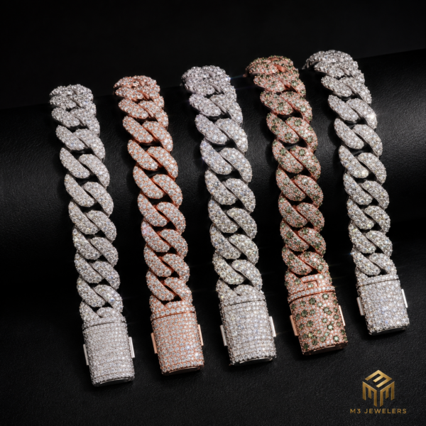 M3 Iced Out VVS Moissanite Cuban Link Bracelet (925 Sterling Silver)