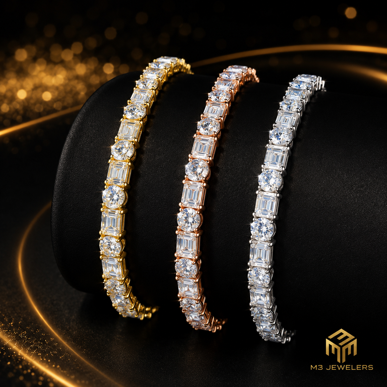 5mm VVS Moissanite Mixed Cut Tennis Bracelet 925 Silver | M3 Jewelers